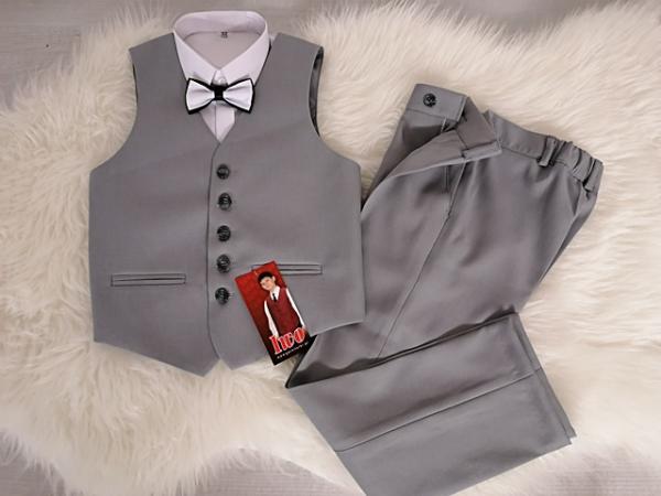 chlapecký elegantní oblek IWO vel. 140 - šedý